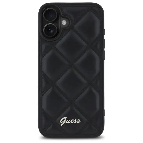 Guess Quilted Metal Logo iPhone 16 Plus Case - Black - Cell phone cases and covers<<<HurtelXML