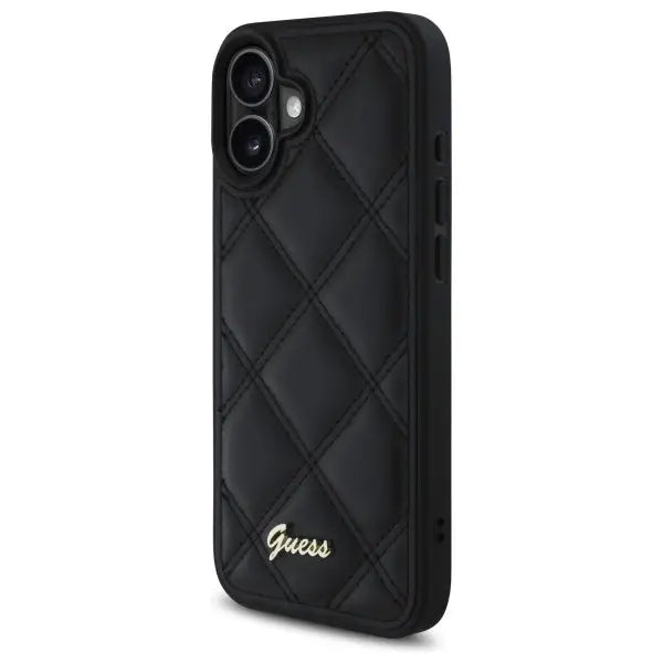 Guess Quilted Metal Logo iPhone 16 Plus Case - Black - Cell phone cases and covers<<<HurtelXML