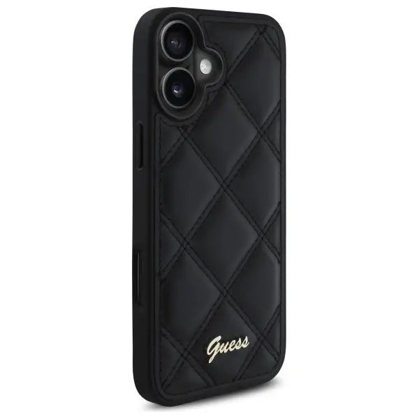 Guess Quilted Metal Logo iPhone 16 Plus Case - Black - Cell phone cases and covers<<<HurtelXML