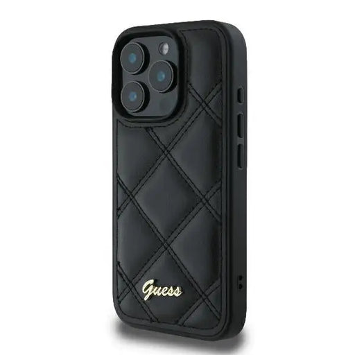 Guess Quilted Metal Logo iPhone 16 Pro Case - Black - Cell phone cases and covers<<<HurtelXML