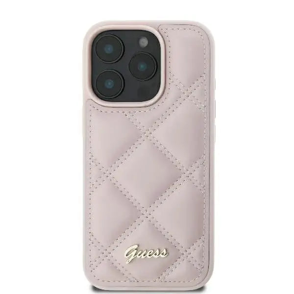 Guess Quilted Metal Logo iPhone 16 Pro Case - Pink - Cell phone cases and covers<<<HurtelXML