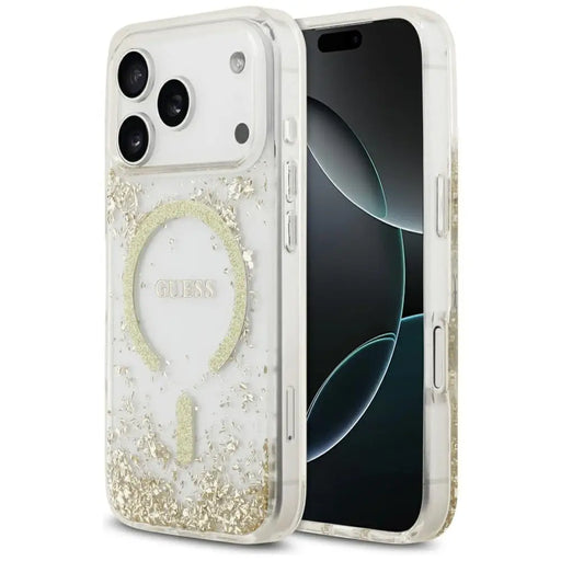 Guess Resin Bottom Glitter MagSafe Case for iPhone 17 Pro - Gold - Cell phone cases and covers<<<HurtelXML