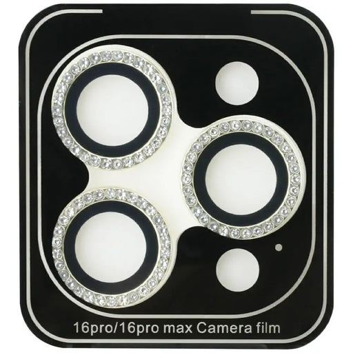 Guess Rhinestone Camera Lens Glass for iPhone 16 Pro / 16 Pro Max - Gold - Cell phone tempered glass<<<HurtelXML