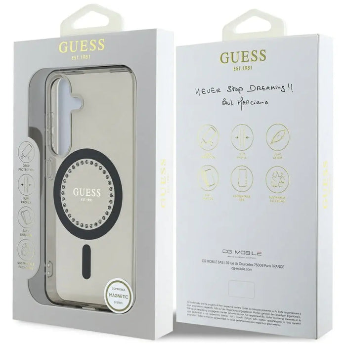 Guess Rhinestones Printed Classic Logo MagSafe Samsung Galaxy S25 case black - Cell phone cases and covers<<<HurtelXML