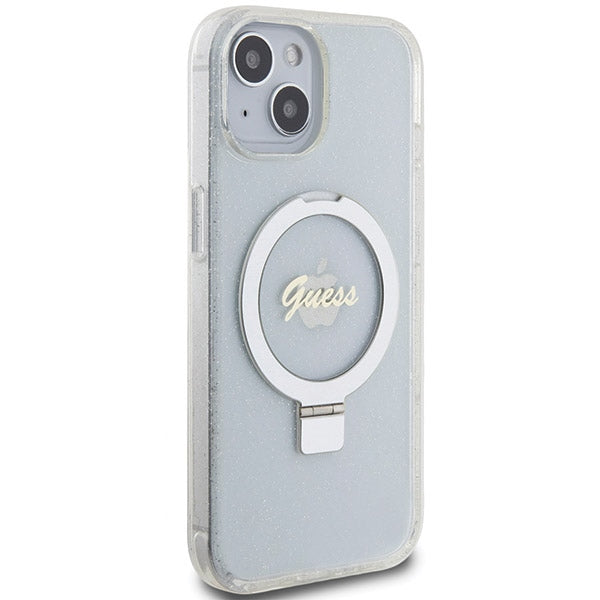 Guess Ring Stand Script Glitter MagSafe case for iPhone 15 / 14 / 13 - transparent - Cell phone cases