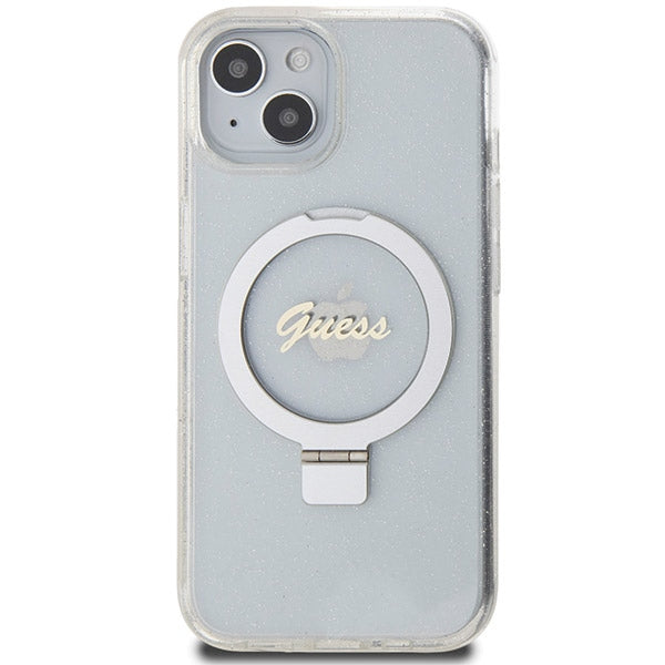 Guess Ring Stand Script Glitter MagSafe case for iPhone 15 / 14 / 13 - transparent - Cell phone cases