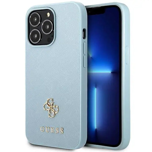 Guess Saffiano 4G Small Metal Logo case for iPhone 13 Pro Max - blue - Cell phone cases and covers<<<HurtelXML
