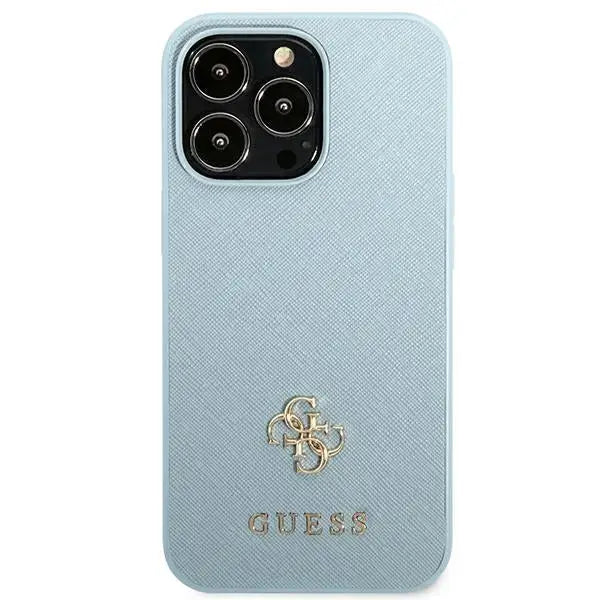 Guess Saffiano 4G Small Metal Logo case for iPhone 13 Pro Max - blue - Cell phone cases and covers<<<HurtelXML