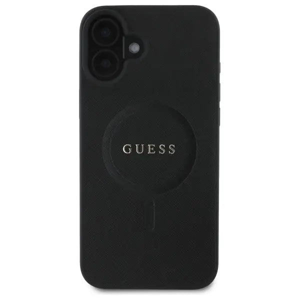 Guess Saffiano Classic Logo MagSafe case for iPhone 16 - black - Cell phone cases and covers<<<HurtelXML