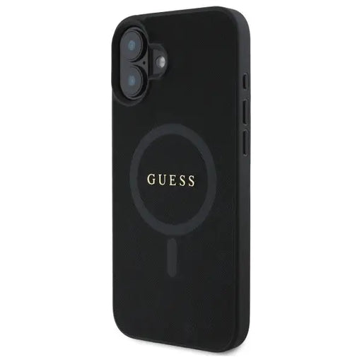 Guess Saffiano Classic Logo MagSafe case for iPhone 16 - black - Cell phone cases and covers<<<HurtelXML