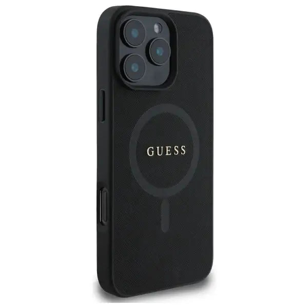Guess Saffiano Classic Logo MagSafe Case for iPhone 16 Pro Max - Black - Cell phone cases and covers<<<HurtelXML
