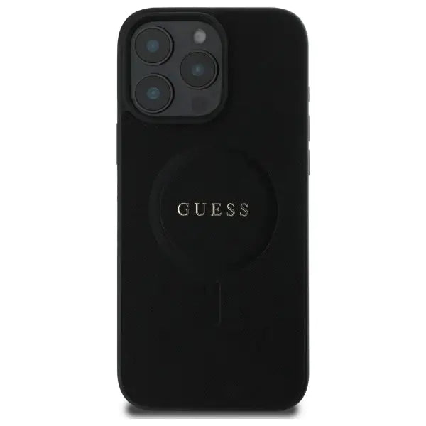 Guess Saffiano Classic Logo MagSafe Case for iPhone 16 Pro Max - Black - Cell phone cases and covers<<<HurtelXML