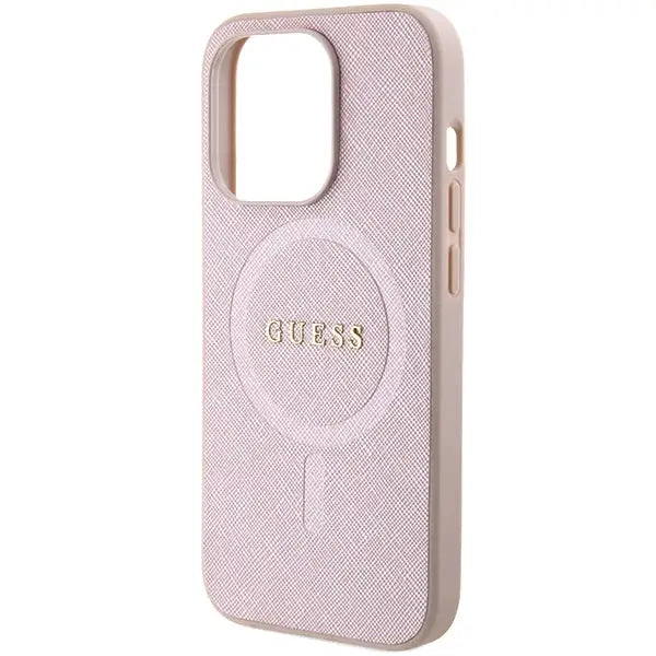 Guess Saffiano MagSafe case for iPhone 15 Pro - pink - Cell phone cases and covers<<<HurtelXML