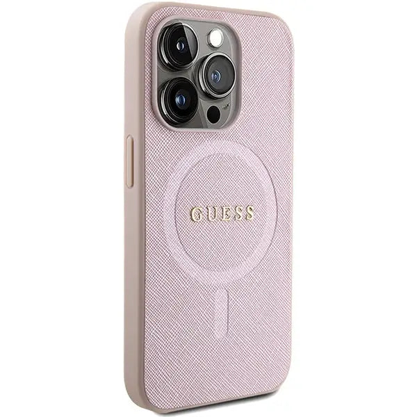 Guess Saffiano MagSafe case for iPhone 15 Pro - pink - Cell phone cases and covers<<<HurtelXML