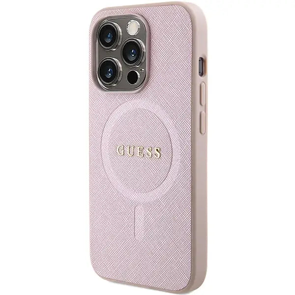 Guess Saffiano MagSafe case for iPhone 15 Pro - pink - Cell phone cases and covers<<<HurtelXML