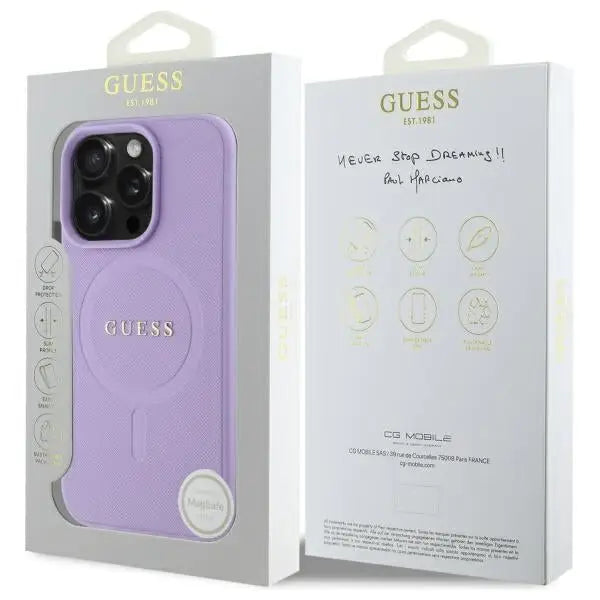 Guess Saffiano MagSafe case for iPhone 16 Pro - purple - Cell phone cases and covers<<<HurtelXML