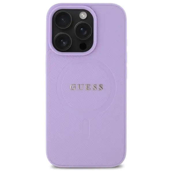 Guess Saffiano MagSafe iPhone 16 Pro Max Case - Purple - Cell phone cases and covers<<<HurtelXML
