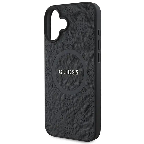 Guess Saffiano Peony Classic Logo MagSafe case for iPhone 16 - black - Cell phone cases and covers<<<HurtelXML