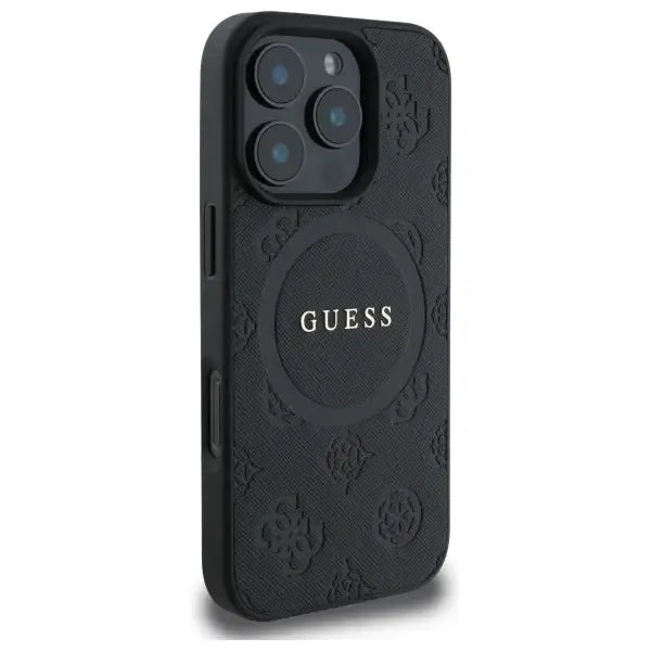 Guess Saffiano Peony Classic Logo MagSafe Case for iPhone 16 Pro Max - Black - Cell phone cases and covers<<<HurtelXML