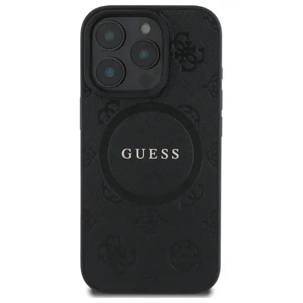 Guess Saffiano Peony Classic Logo MagSafe Case for iPhone 16 Pro Max - Black - Cell phone cases and covers<<<HurtelXML