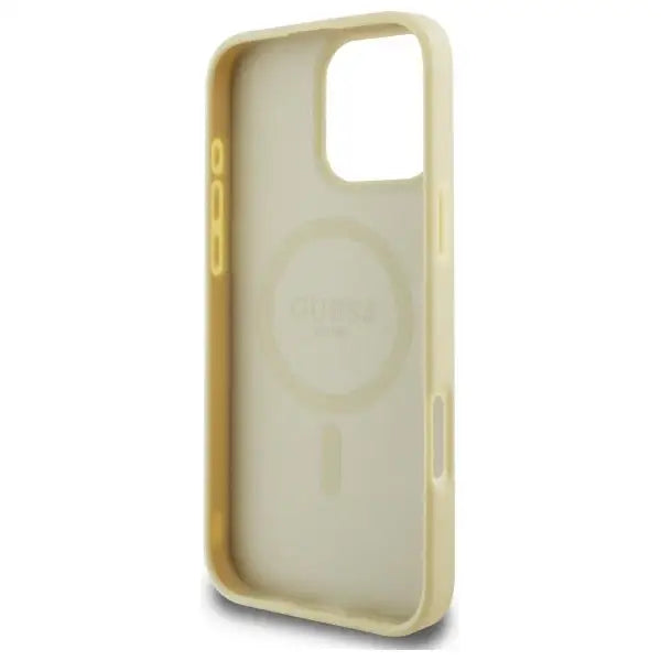 Guess Saffiano Peony Classic Logo MagSafe case for iPhone 16 Pro Max - gold - Cell phone cases and covers<<<HurtelXML