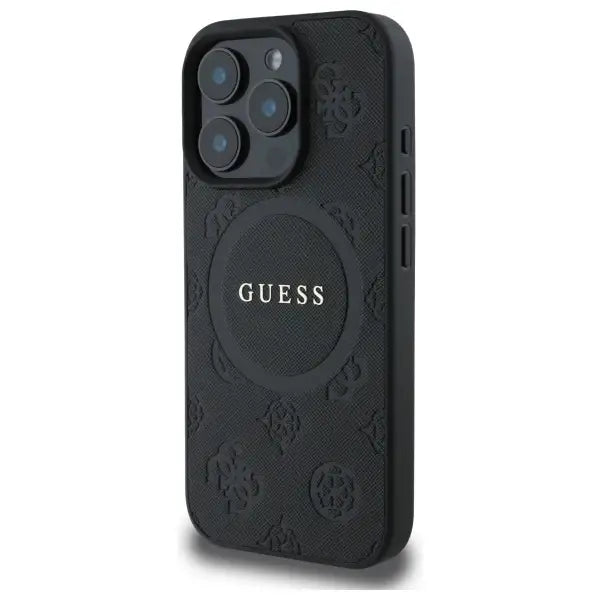 Guess Saffiano Peony Classic Logo MagSafe Case for iPhone 16 Pro Max - Black - Cell phone cases and covers<<<HurtelXML