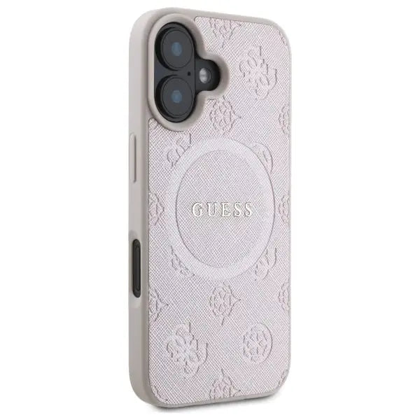 Guess Saffiano Peony Classic Logo MagSafe iPhone 16 Case - Pink - Cell phone cases and covers<<<HurtelXML