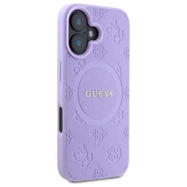 Guess Saffiano Peony Classic Logo MagSafe iPhone 16 Case - Purple - Cell phone cases and covers<<<HurtelXML
