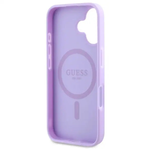 Guess Saffiano Peony Classic Logo MagSafe iPhone 16 Case - Purple - Cell phone cases and covers<<<HurtelXML