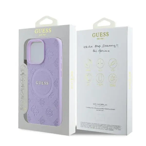 Guess Saffiano Peony Classic Logo MagSafe iPhone 16 Pro Case - Purple - Cell phone cases and covers<<<HurtelXML