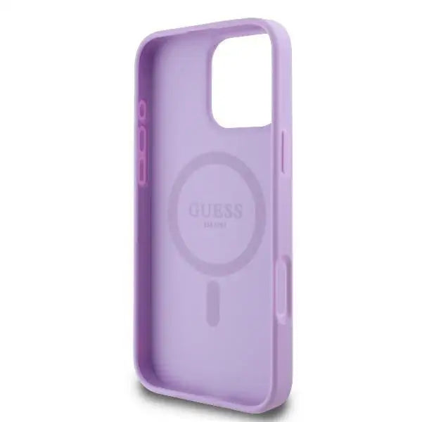 Guess Saffiano Peony Classic Logo MagSafe iPhone 16 Pro Case - Purple - Cell phone cases and covers<<<HurtelXML