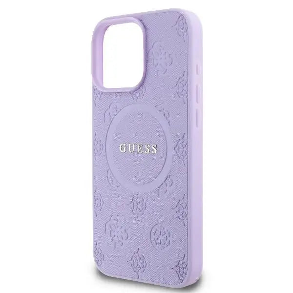 Guess Saffiano Peony Classic Logo MagSafe iPhone 16 Pro Case - Purple - Cell phone cases and covers<<<HurtelXML