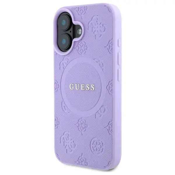 Guess Saffiano Peony Classic Logo MagSafena iPhone 16 Plus Case - Purple - Cell phone cases and covers<<<HurtelXML
