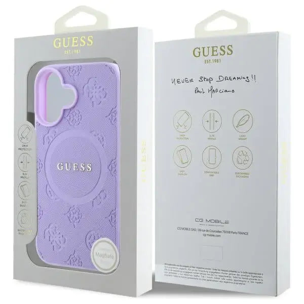 Guess Saffiano Peony Classic Logo MagSafena iPhone 16 Plus Case - Purple - Cell phone cases and covers<<<HurtelXML
