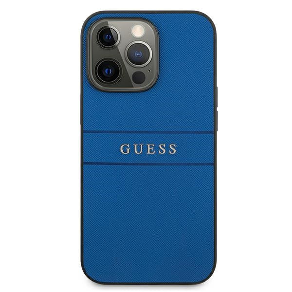 Guess Saffiano Strap Case for iPhone 13 Pro Max 6.7’’ - Blue - Cell phone cases and covers<<<HurtelXML