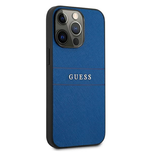Guess Saffiano Strap Case for iPhone 13 Pro Max 6.7’’ - Blue - Cell phone cases and covers<<<HurtelXML
