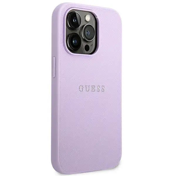 Guess Saffiano Strap Case for iPhone 14 Pro - Purple - Cell phone cases and covers<<<HurtelXML
