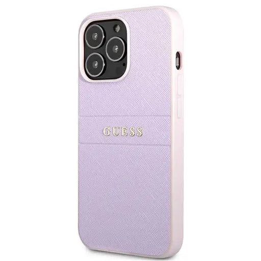 Guess Saffiano Stripe iPhone 13 Pro Max Case - Purple - Cell phone cases and covers<<<HurtelXML