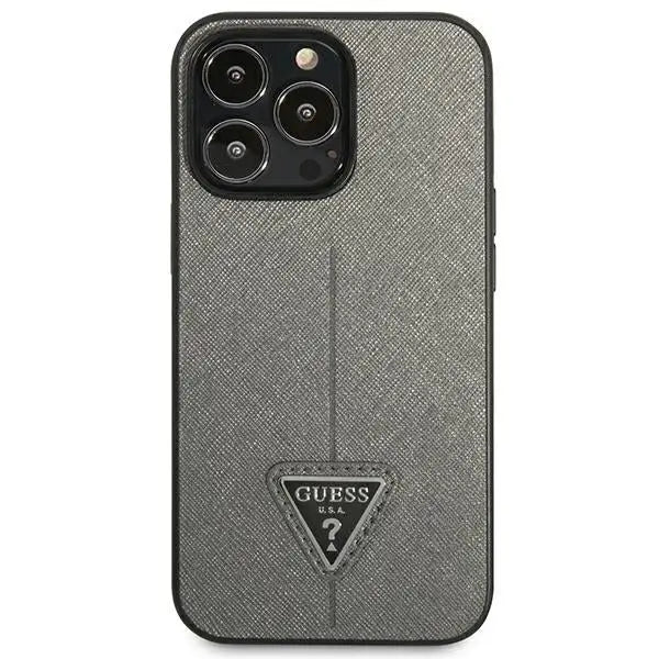Guess Saffiano Triangle Logo case for iPhone 13 Pro / 13 6.1’’ - silver - Cell phone cases and covers<<<HurtelXML