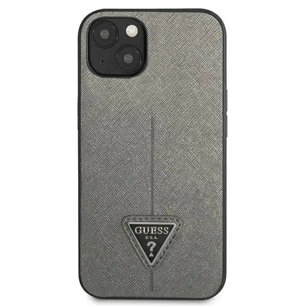Guess SaffianoTriangle Logo case for iPhone 13 / 14 / 15 6.1’’ - silver - Cell phone cases and covers<<<HurtelXML