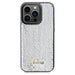 Guess Sequin Script Metal case for iPhone 14 Pro - silver - Cell phone cases and covers<<<HurtelXML