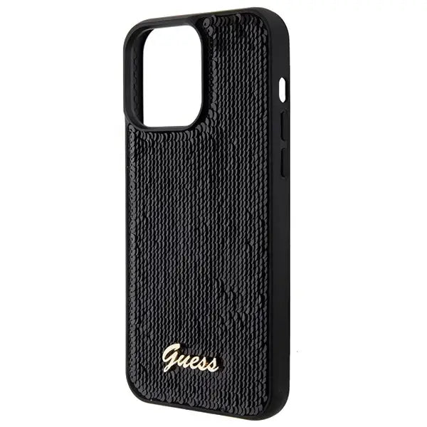 Guess Sequin Script Metal case for iPhone 15 Pro - black - Cell phone cases and covers<<<HurtelXML