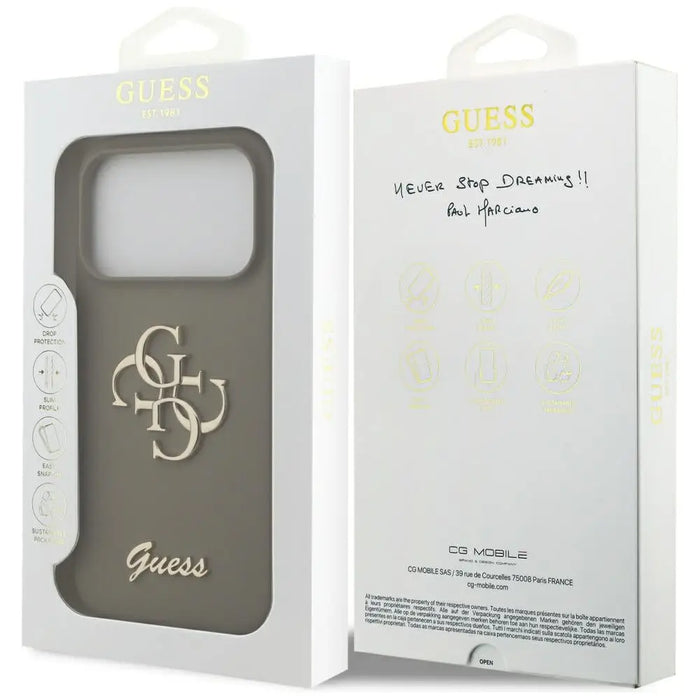 Guess Silicone Big 4G Script Case for iPhone 17 Pro - Brown - Cell phone cases and covers<<<HurtelXML