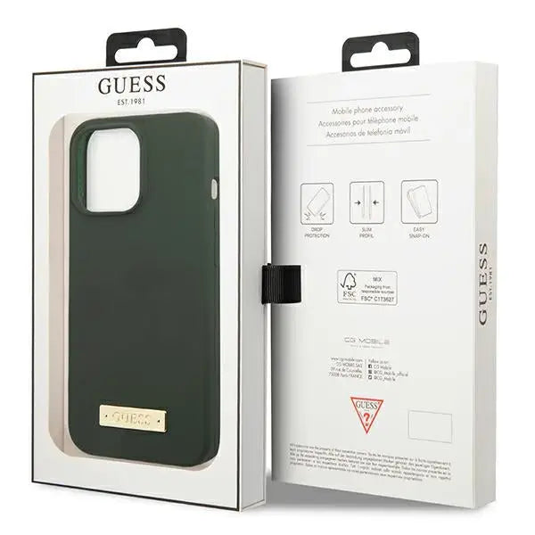 Guess Silicone Logo Plate MagSafe case for iPhone 13 Pro / iPhone 13 - green - Cell phone cases and covers<<<HurtelXML