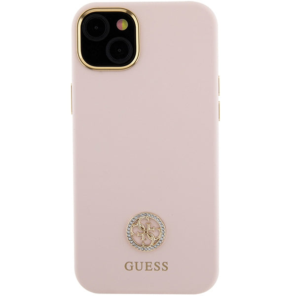 Guess Silicone Logo Strass 4G case for iPhone 15 - light pink - Cell phone cases and covers<<<HurtelXML