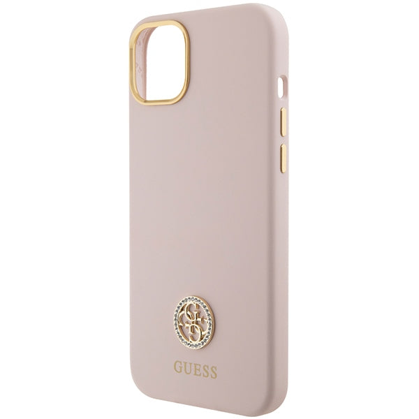 Guess Silicone Logo Strass 4G case for iPhone 15 - light pink - Cell phone cases and covers<<<HurtelXML