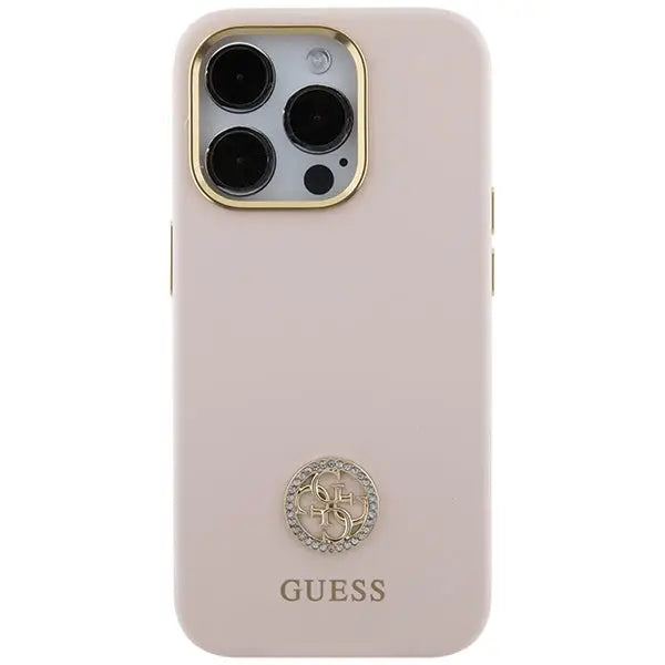 Guess Silicone Logo Strass 4G case for iPhone 15 Pro - light pink - Cell phone cases and covers<<<HurtelXML