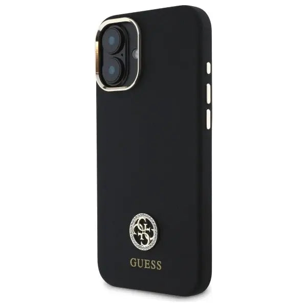 Guess Silicone Logo Strass 4G Case for iPhone 16 - Black - Cell phone cases and covers<<<HurtelXML