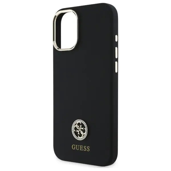 Guess Silicone Logo Strass 4G Case for iPhone 16 - Black - Cell phone cases and covers<<<HurtelXML