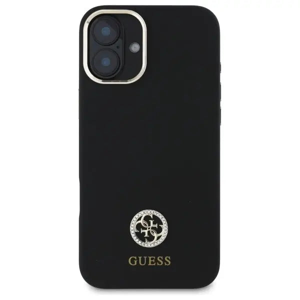Guess Silicone Logo Strass 4G Case for iPhone 16 - Black - Cell phone cases and covers<<<HurtelXML
